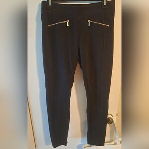 Karl Lagerfeld Black Leggings with Gold Zipper Accents Bundle 5 And Save!